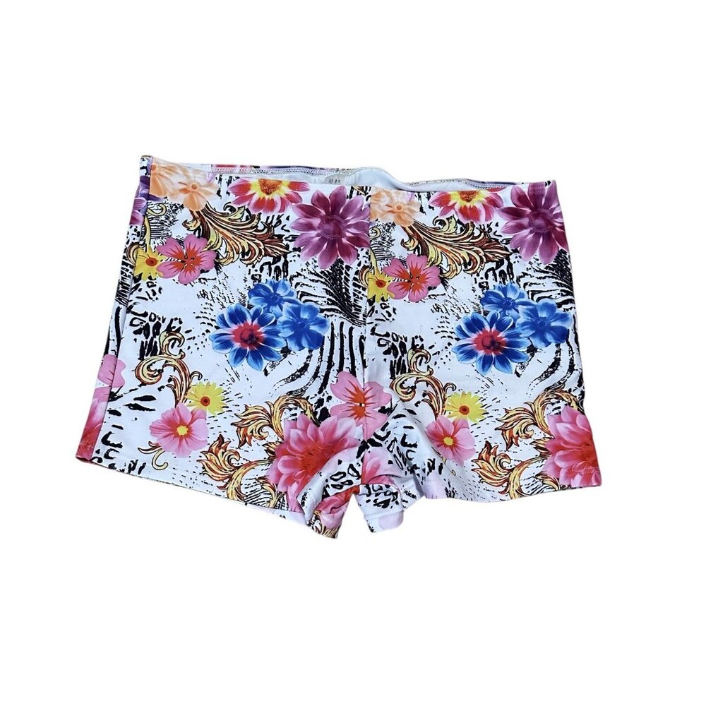 SHEIN Womens XL Tropical Floral Swim Shorts Elastic Waist Lined Beach Pool